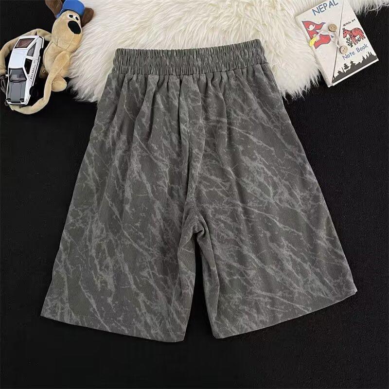 Drawstring Waist Lettering Sweat Shorts Product Image