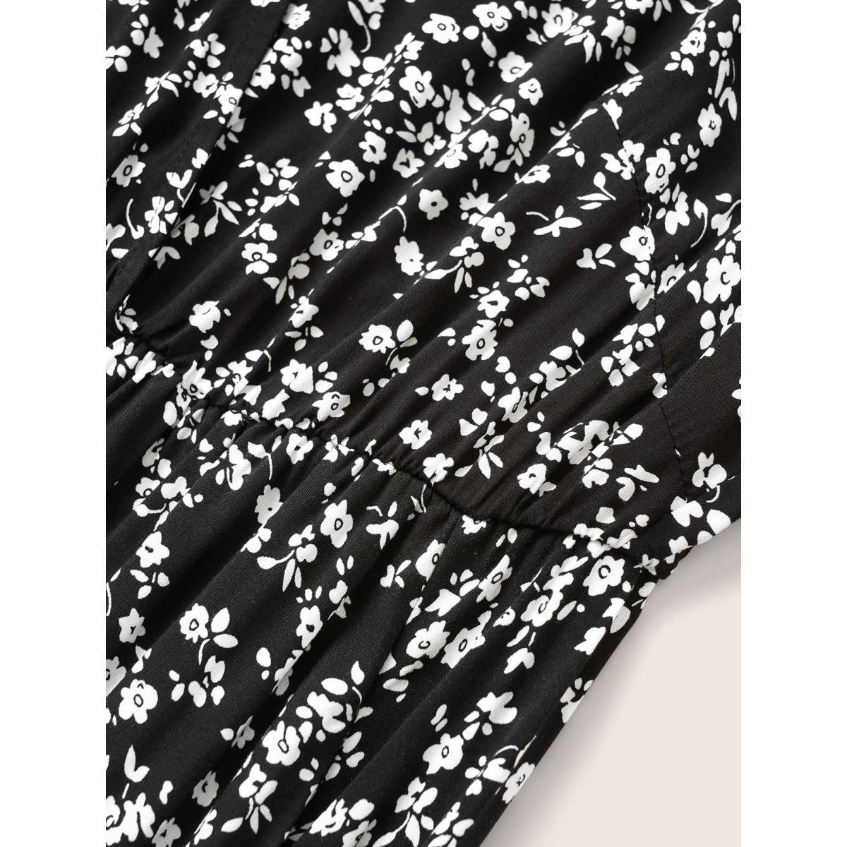 Plus Size Bloom Dress - Flutter Sleeve Ditsy Floral Pocket Split Maxi Dress LightGreen Women Romantic Slit V-neck Half Sleeve Curvy Long Dress BloomChic 10/M Product Image