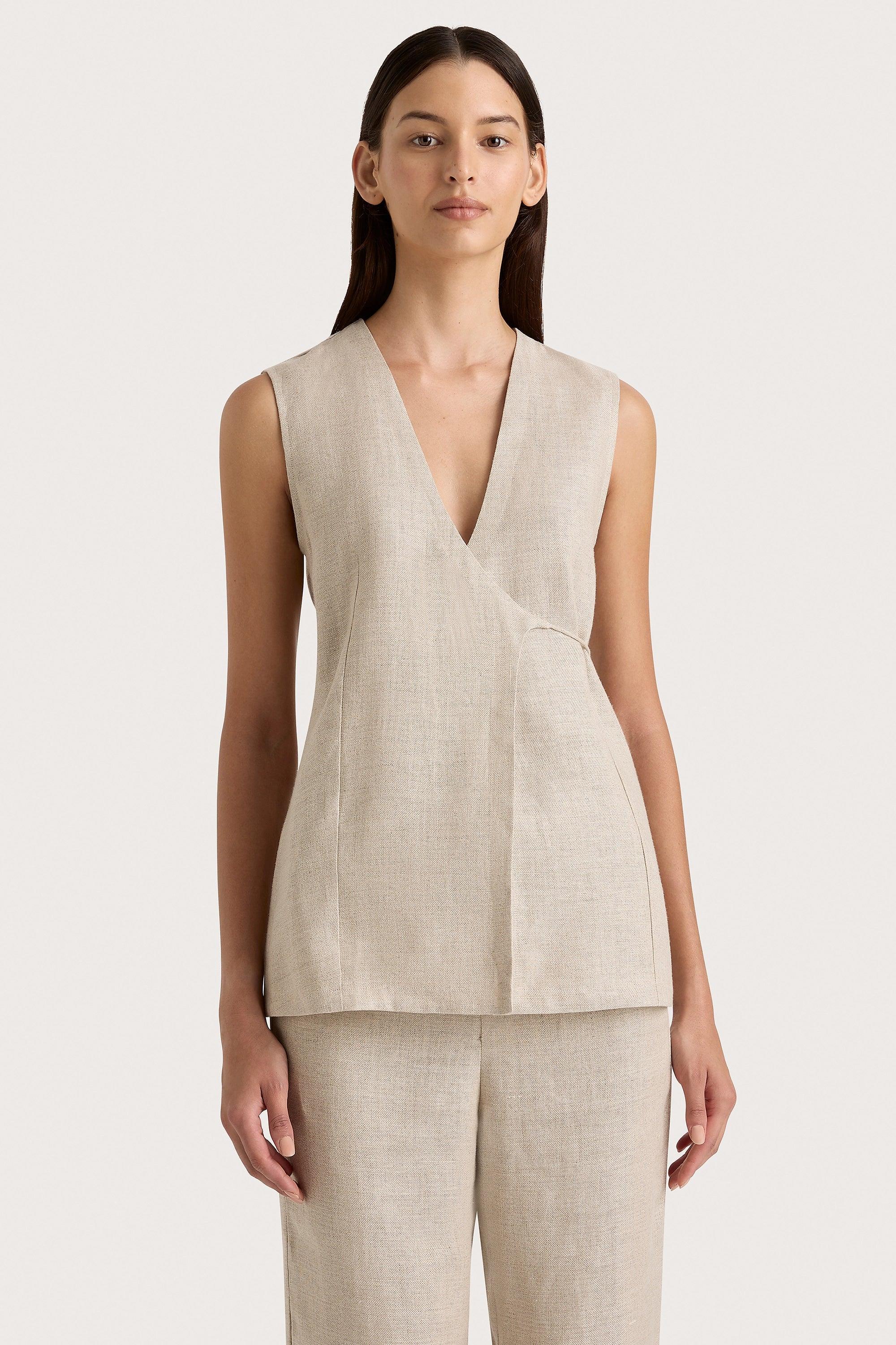 Lulea Wrap Vest Oatmeal - Final Sale Product Image