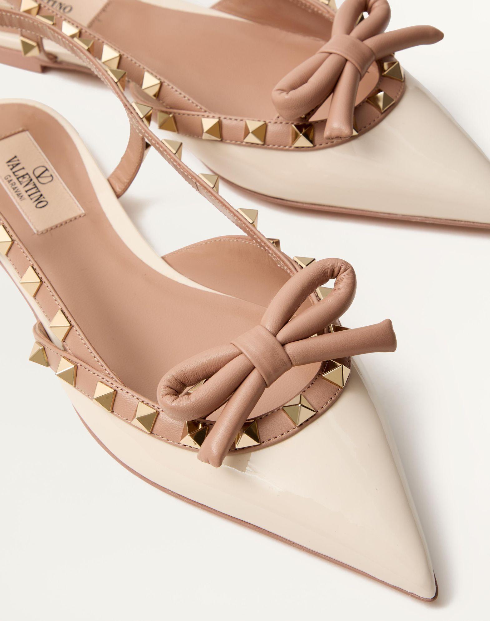 Rockstud Bow Slingback Ballerinas In Patent Leather Product Image