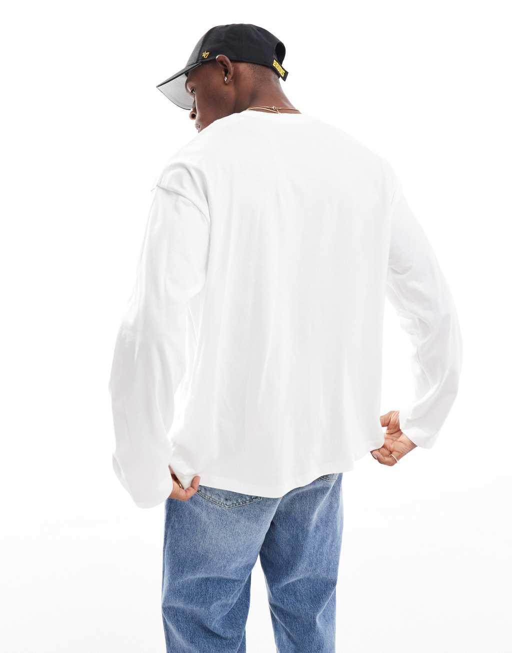 ASOS DESIGN essential oversized long sleeve t-shirt in white Product Image