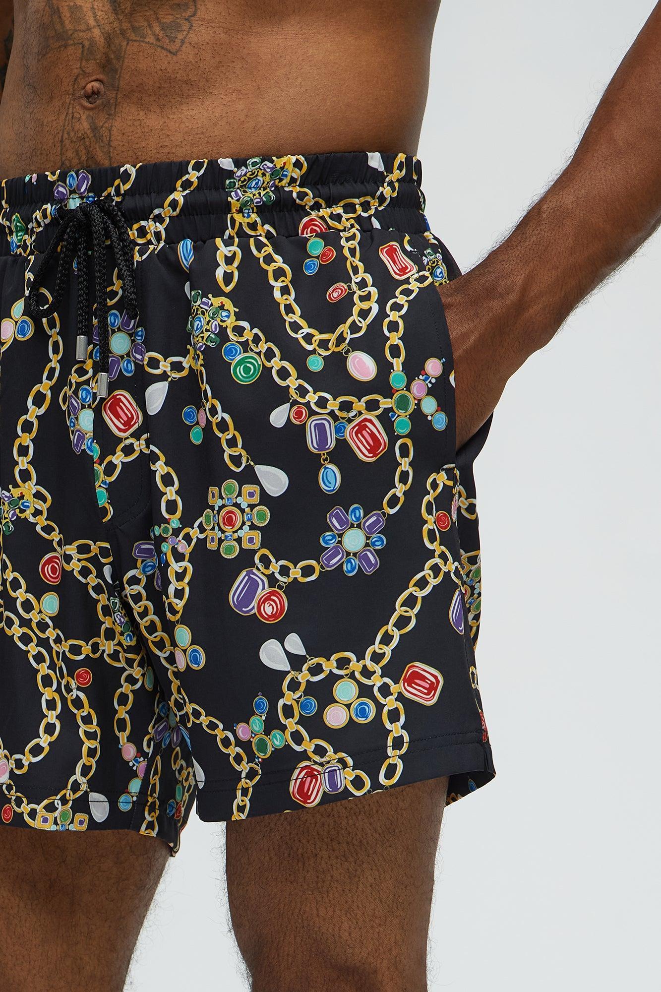 Tidal Jewels Printed Swim Mid Trunk - Black/combo Product Image