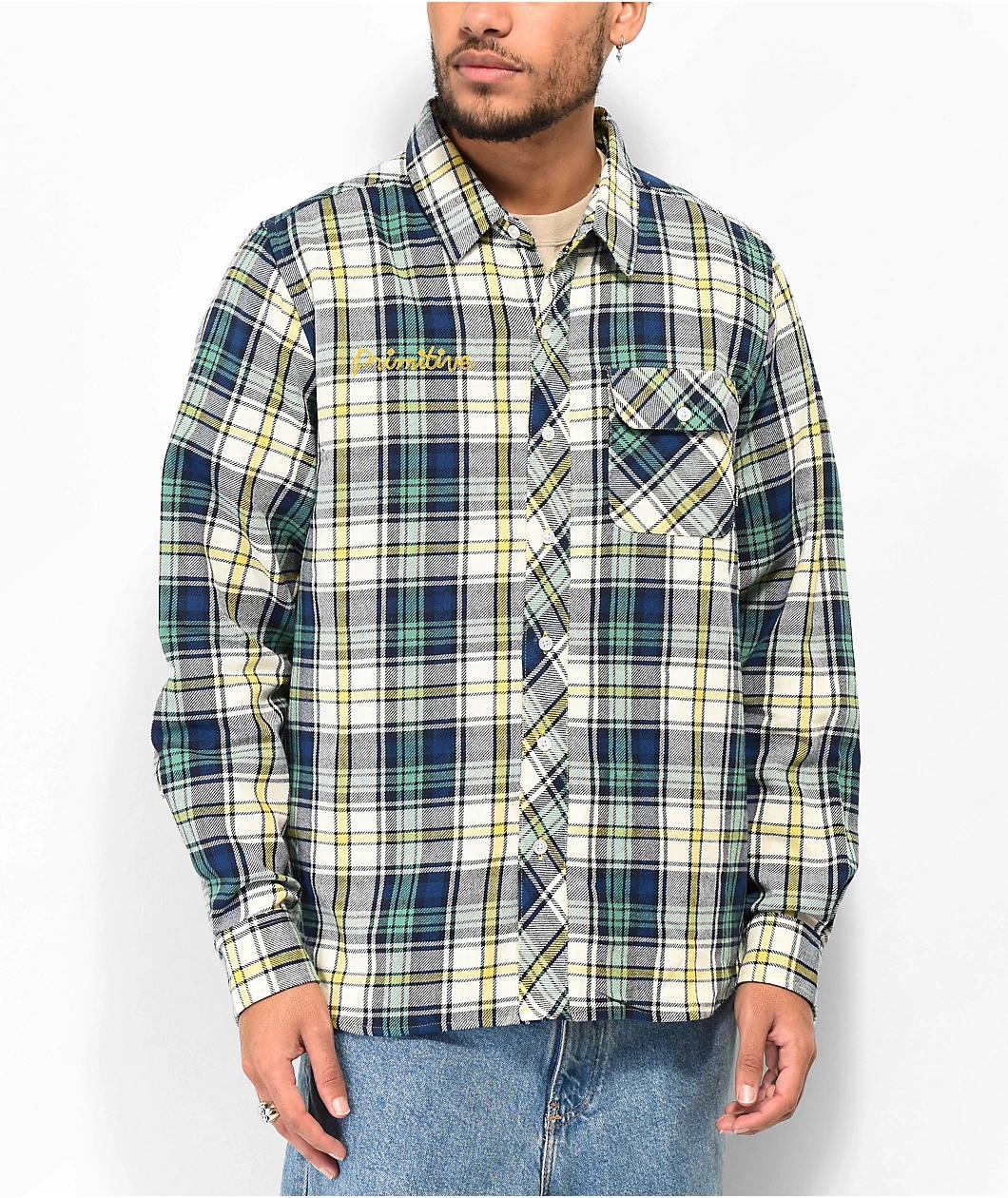 Primitive Strike Blue, Green & Yellow Flannel Shirt Product Image