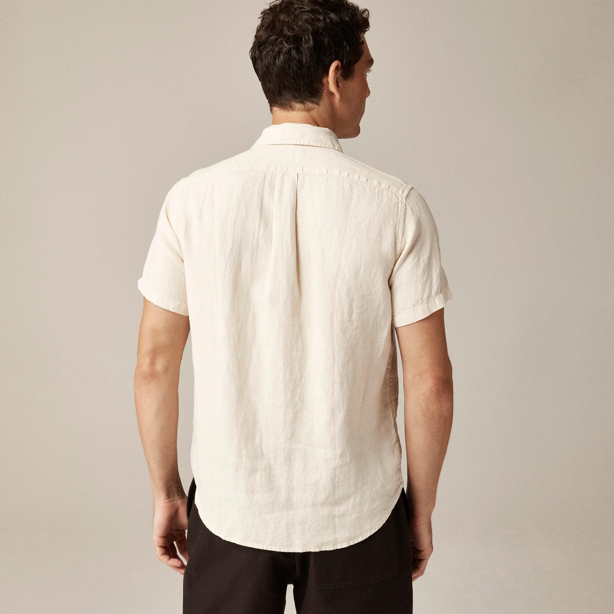 Short-sleeve washed linen shirt Product Image