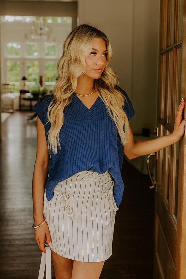 Chic Vibes Knit Vest Top in Navy Product Image