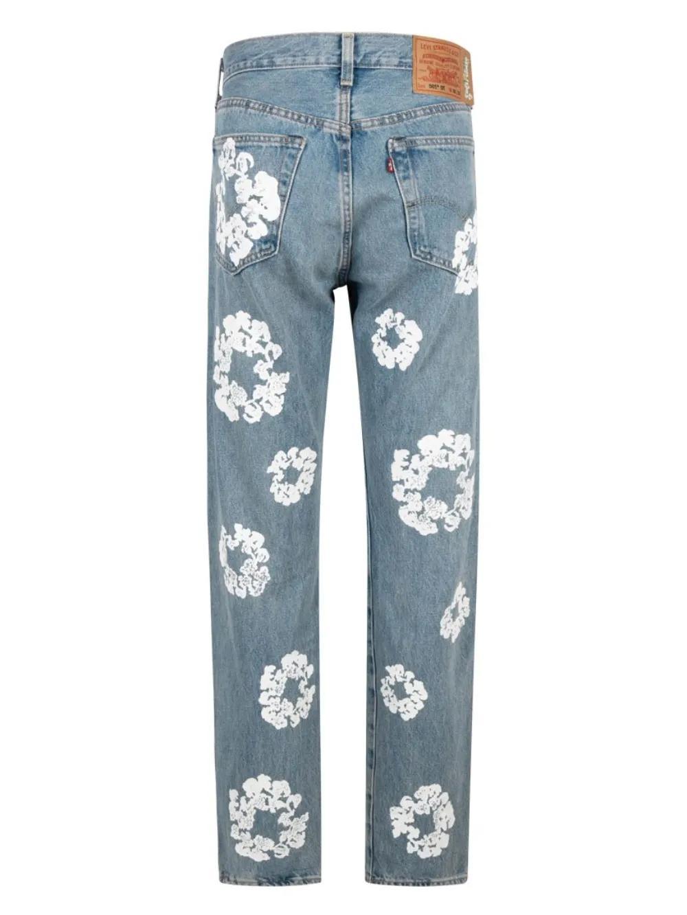 x Levi&apos;s Cotton Wreath-print straight-leg jeans Product Image