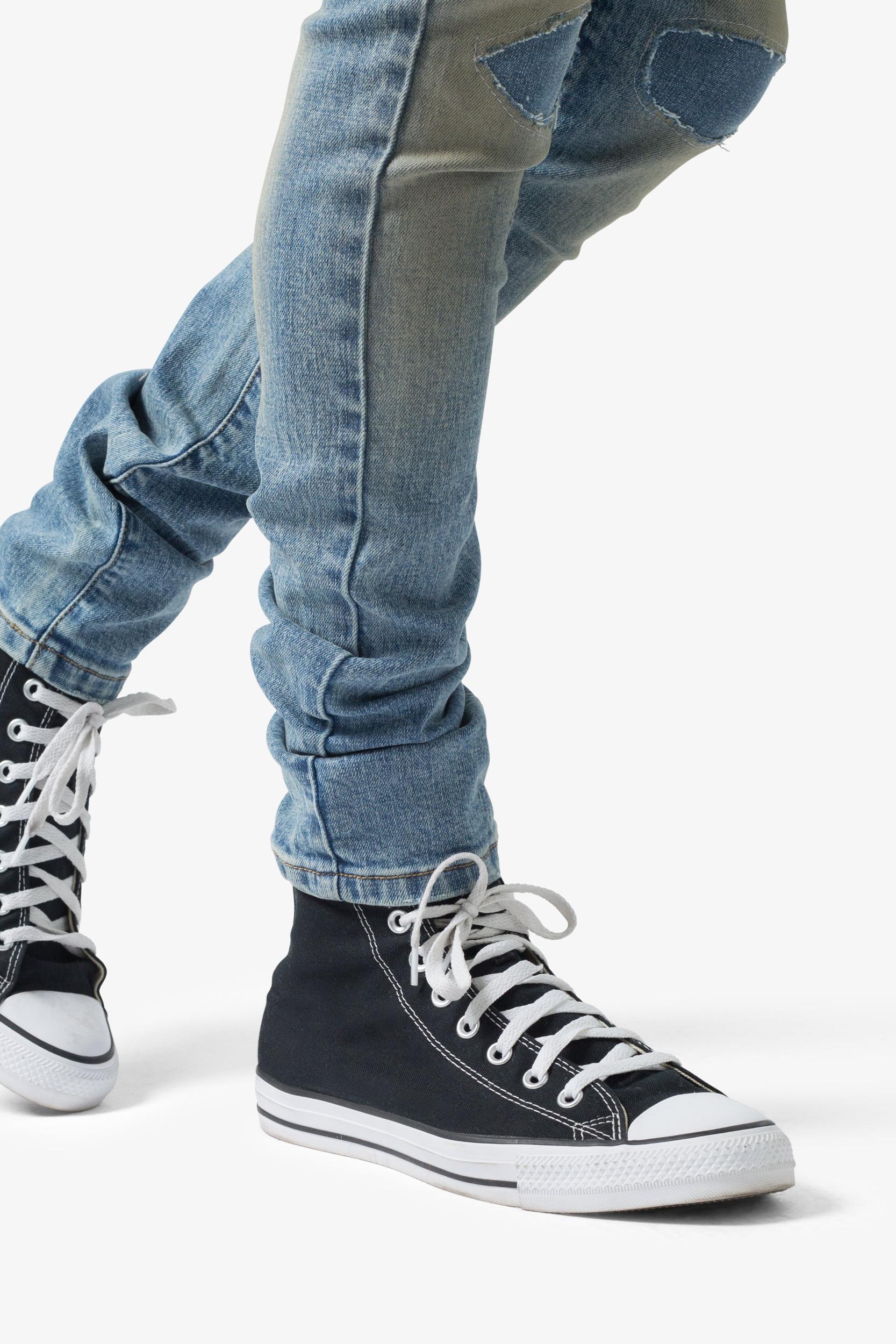 X651 Distressed Circle Knee Denim - Blue Product Image