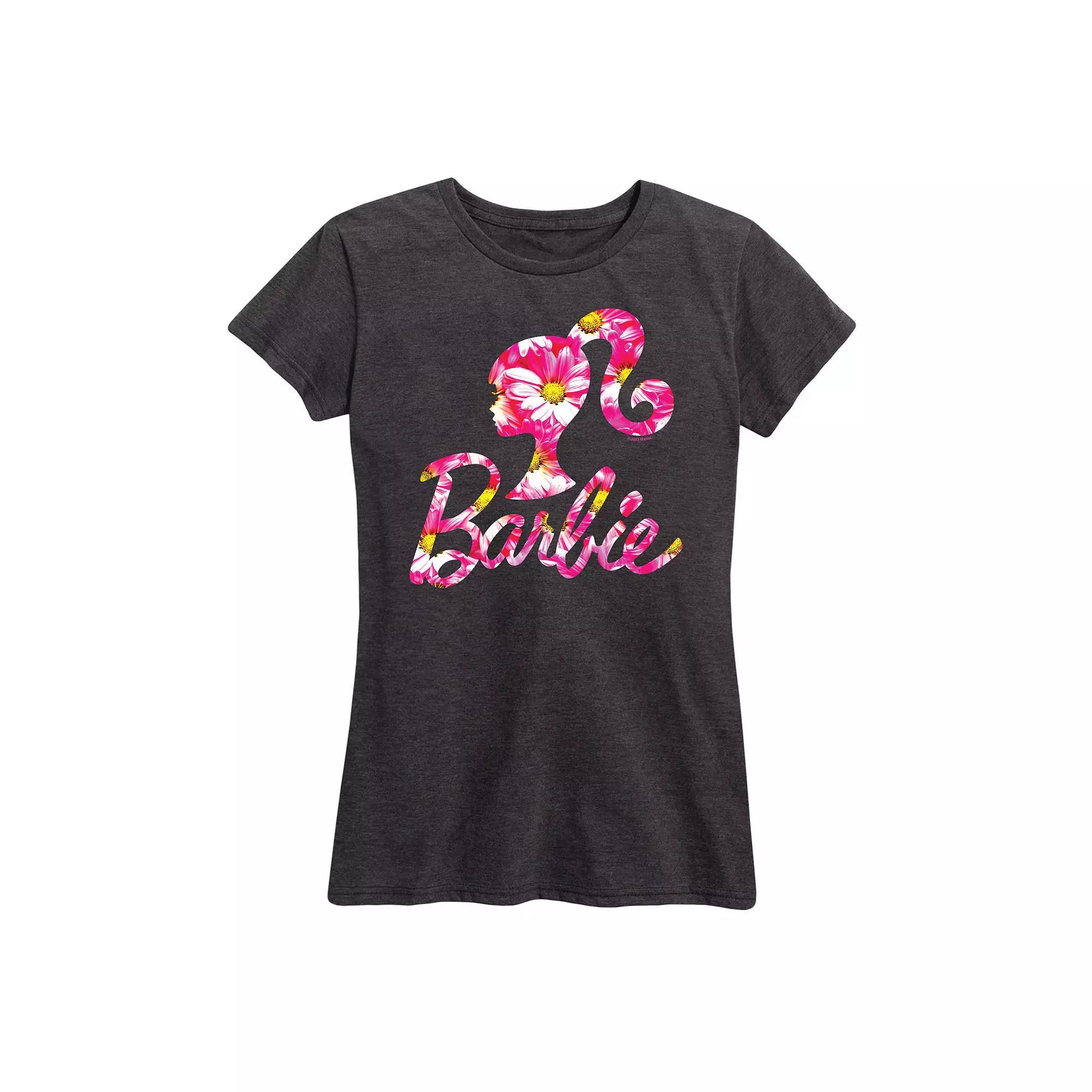 Women's Barbie Logo Pink Daisy Pattern Graphic Tee,  Product Image