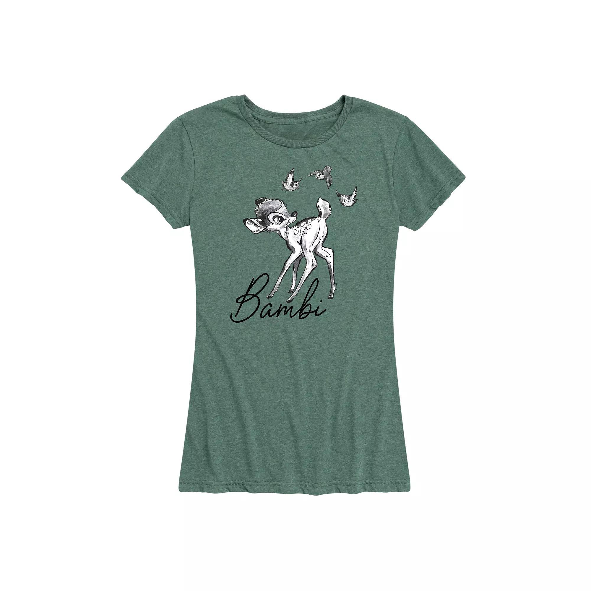 Disney's Bambi Women's Black White Watercolor Graphic Tee, Size: XXL Product Image