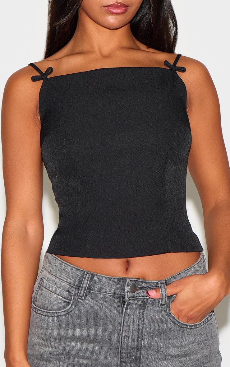 Black Woven Bow Cami Top Product Image