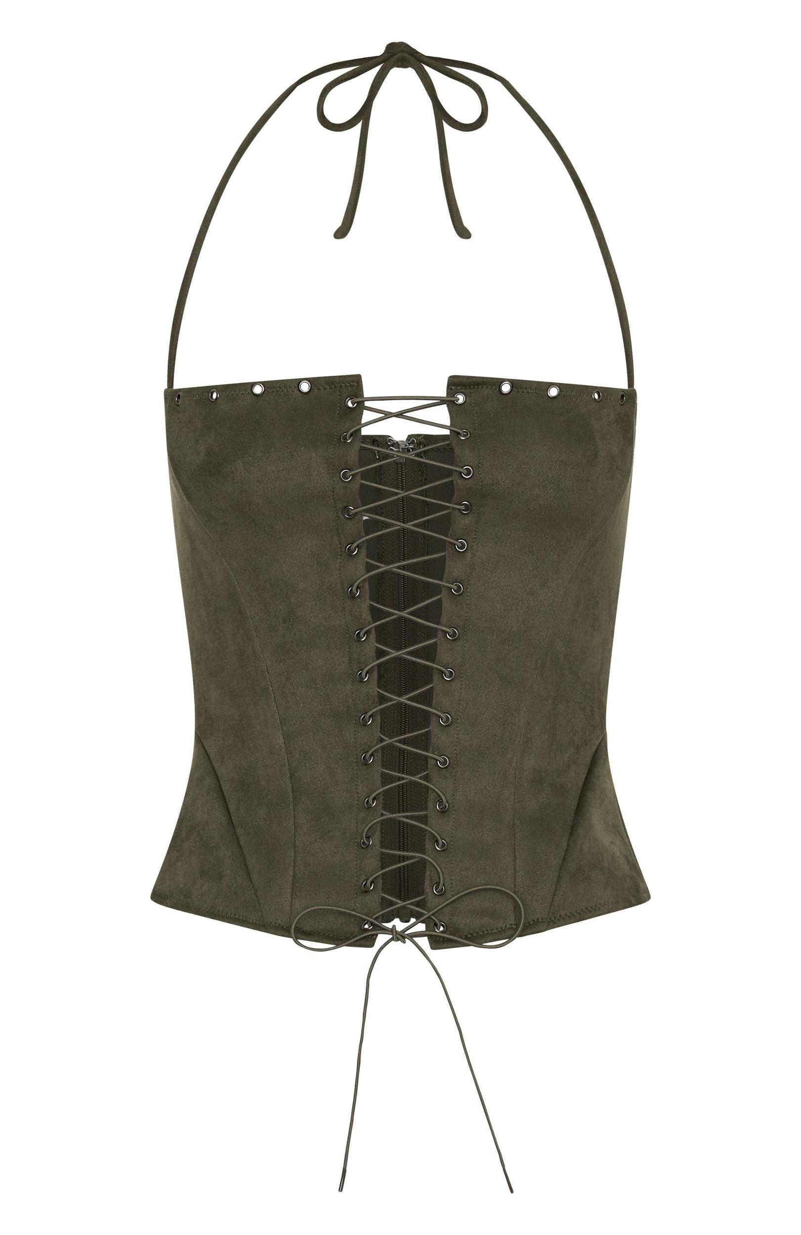 Don't Speak Faux Suede Bustier Cactus Product Image
