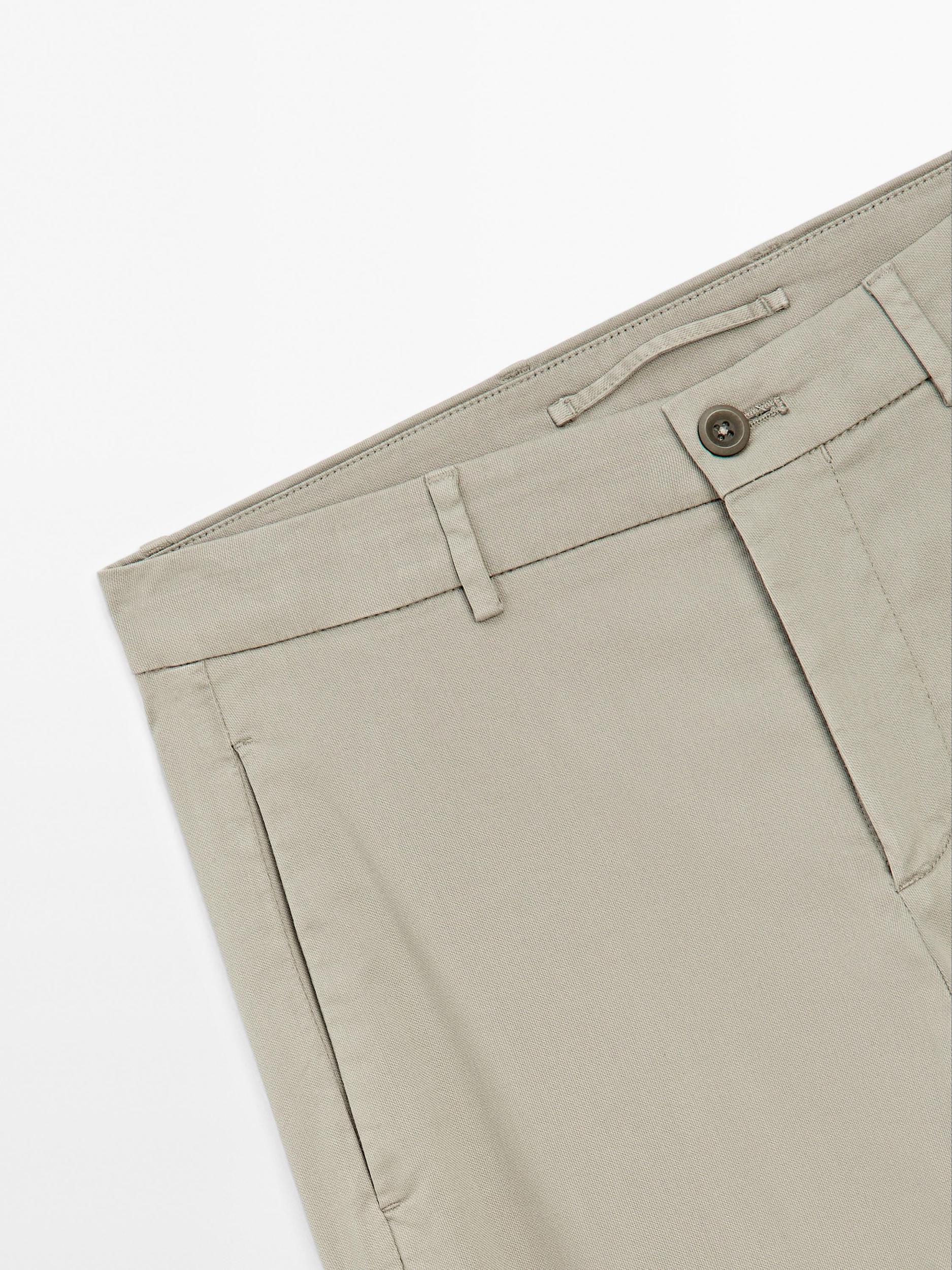 Cotton blend slim fit trousers Product Image