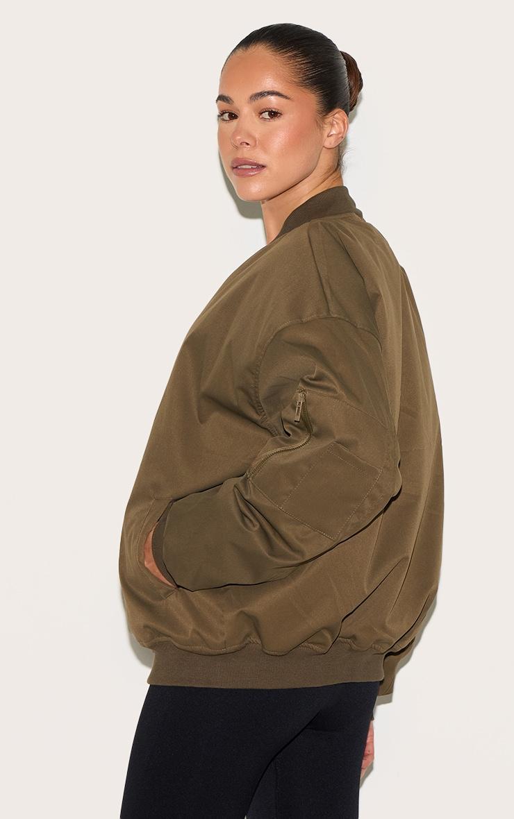  Khaki Classic Oversized Bomber Jacket Product Image