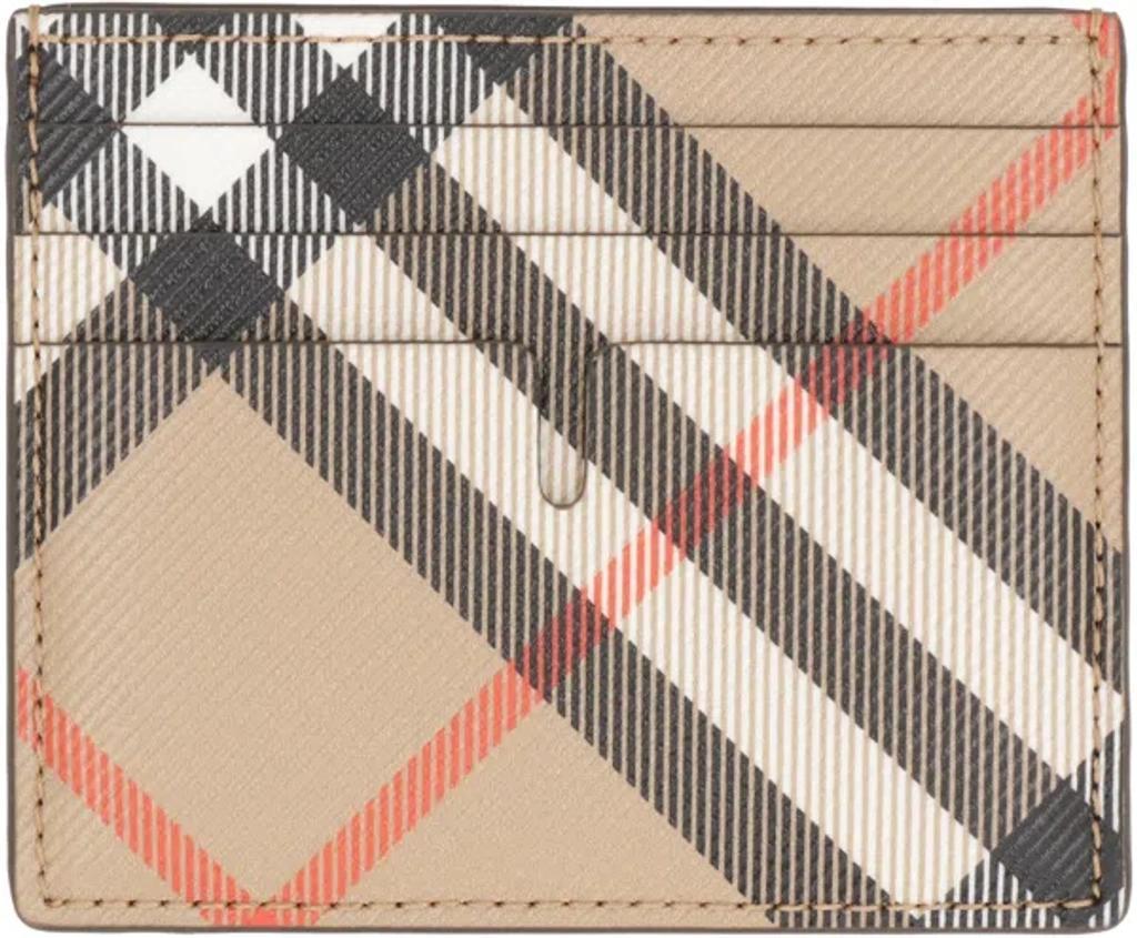 BURBERRY Checked Motif Card Holder In Beige Product Image