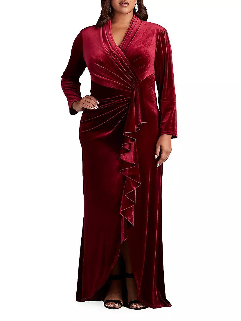 Plus Velvet Ruffle-Front Gown Product Image