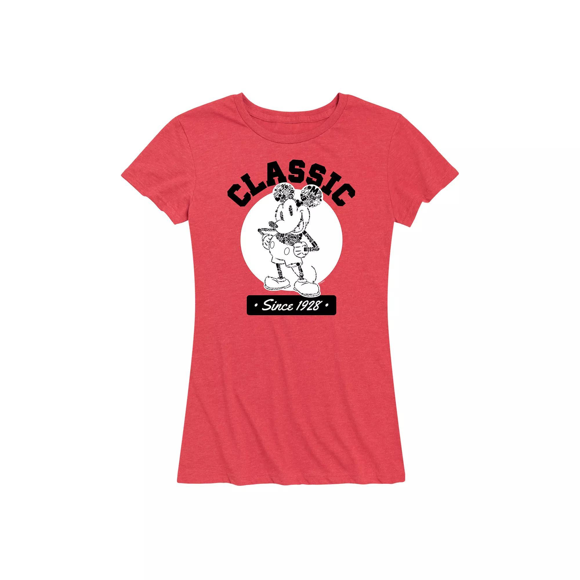 Disney's Mickey Mouse Women's Classic Since 1928 Graphic Tee, Size: XXL, Grey Red Product Image