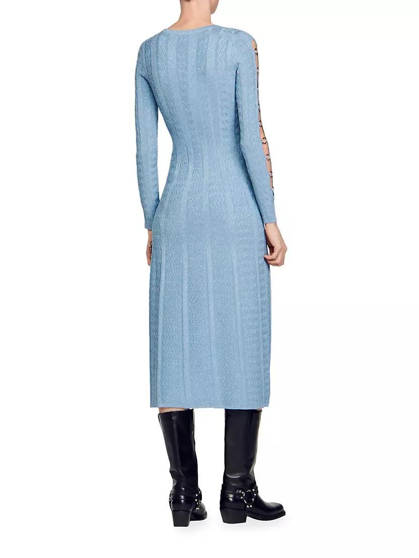 Long-Sleeved Knit Midi Dress Product Image