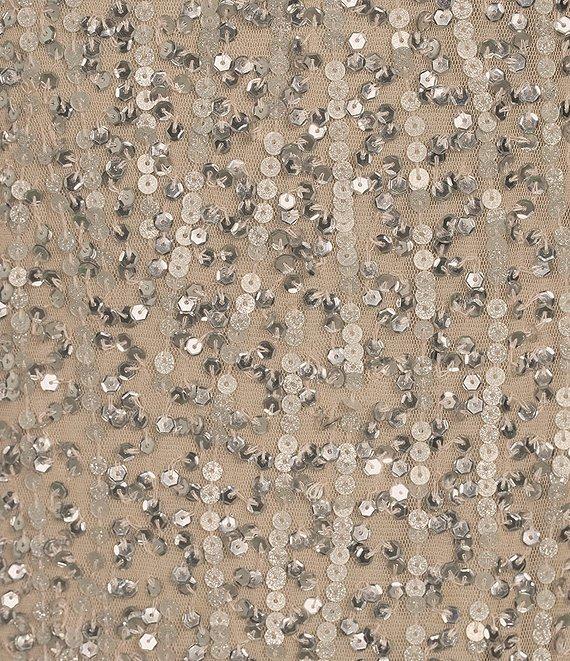 Pisarro Nights Petite Size Sequin Mesh Crew Neck Sleeveless Sheath Dress Product Image