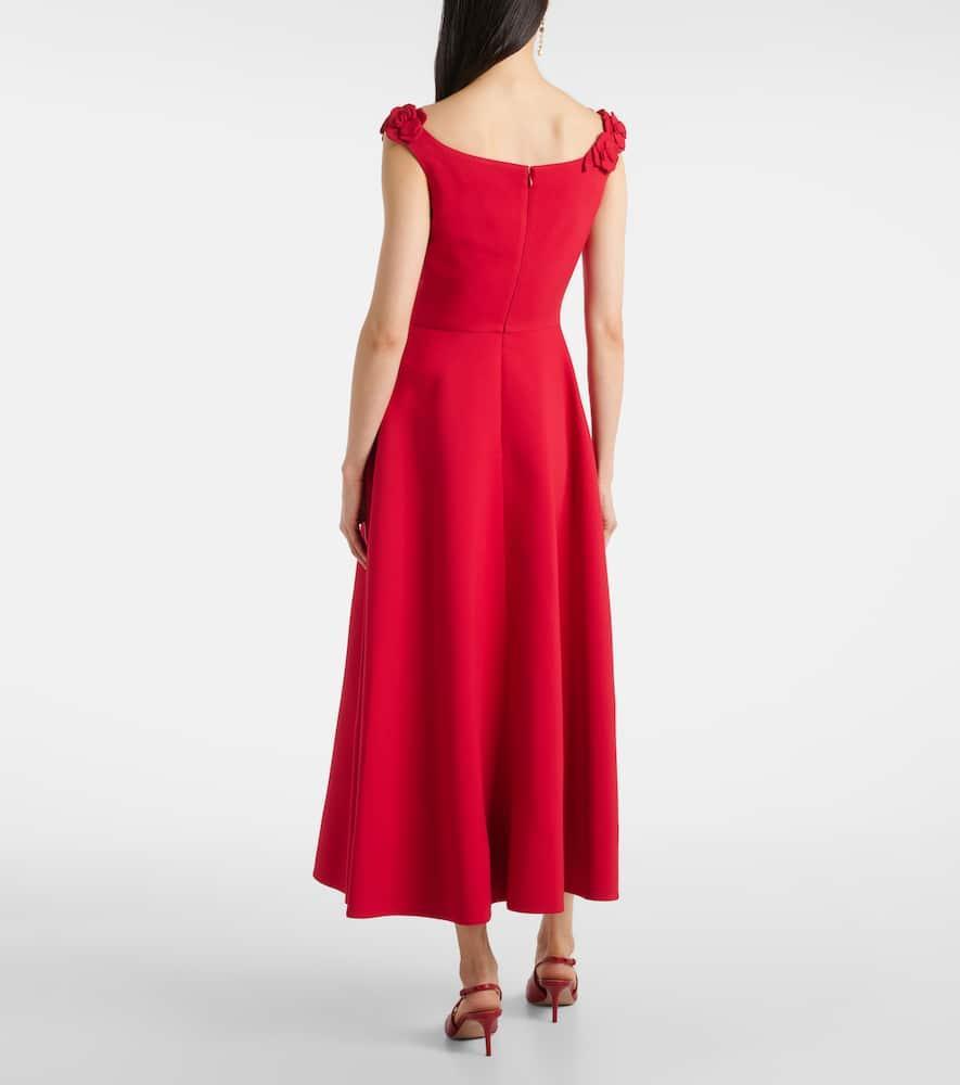 VALENTINO Crepe Couture Floral Midi Dress In Rot Product Image