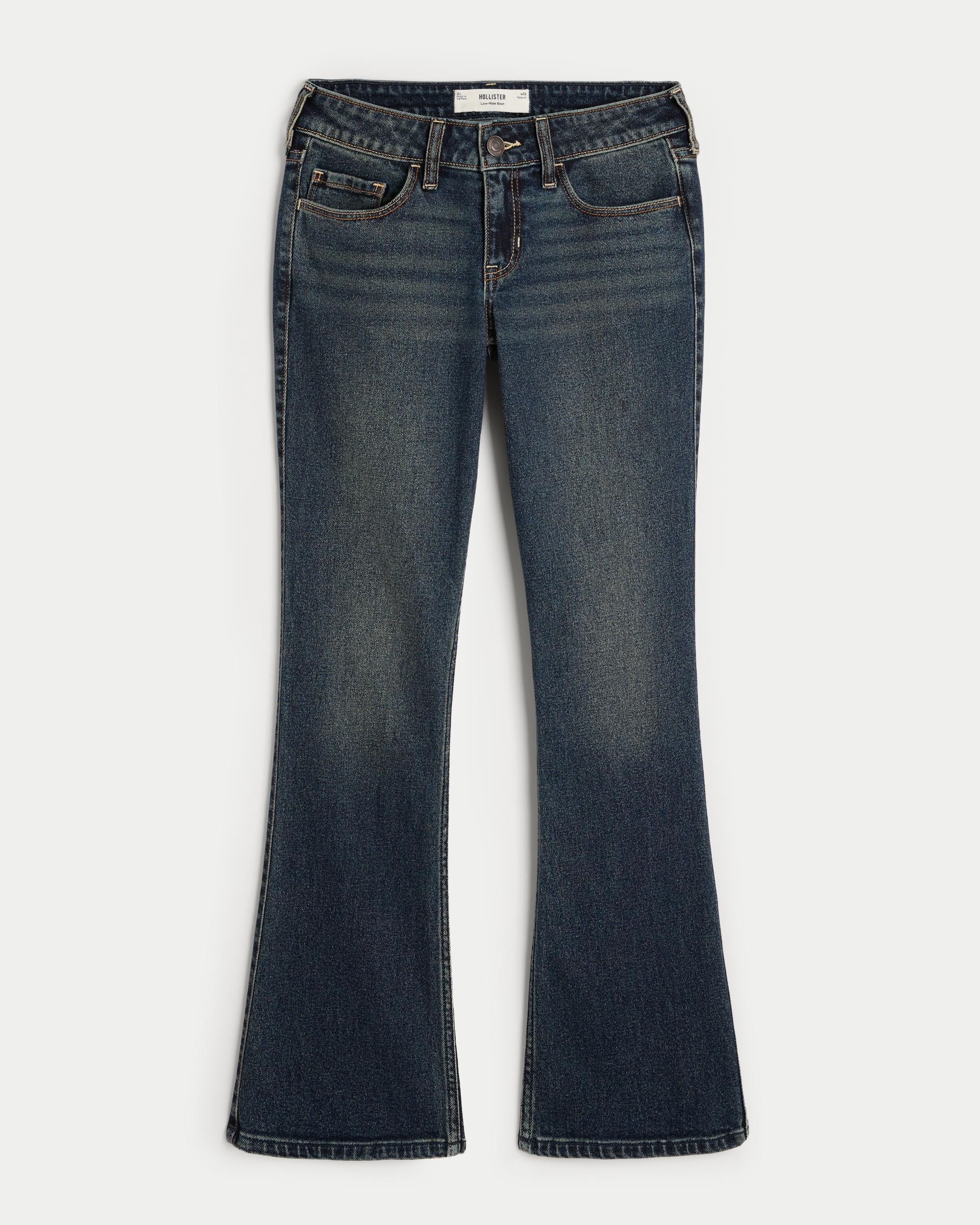 Low-Rise Dark Wash Embroidered Boot Jeans Product Image
