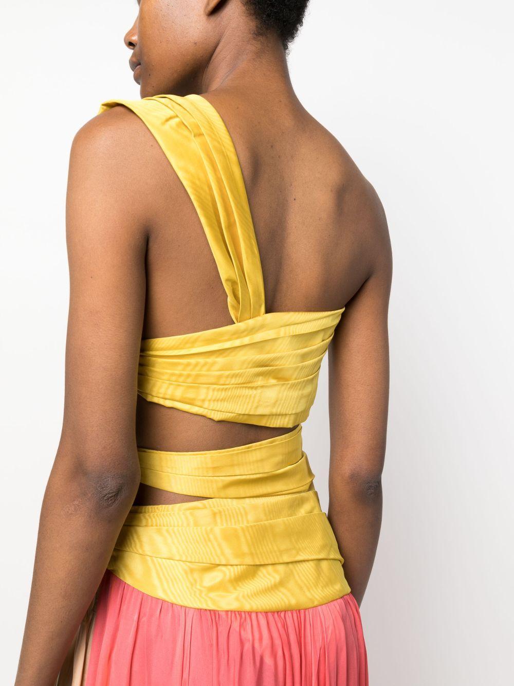 colour-block draped silk gown Product Image