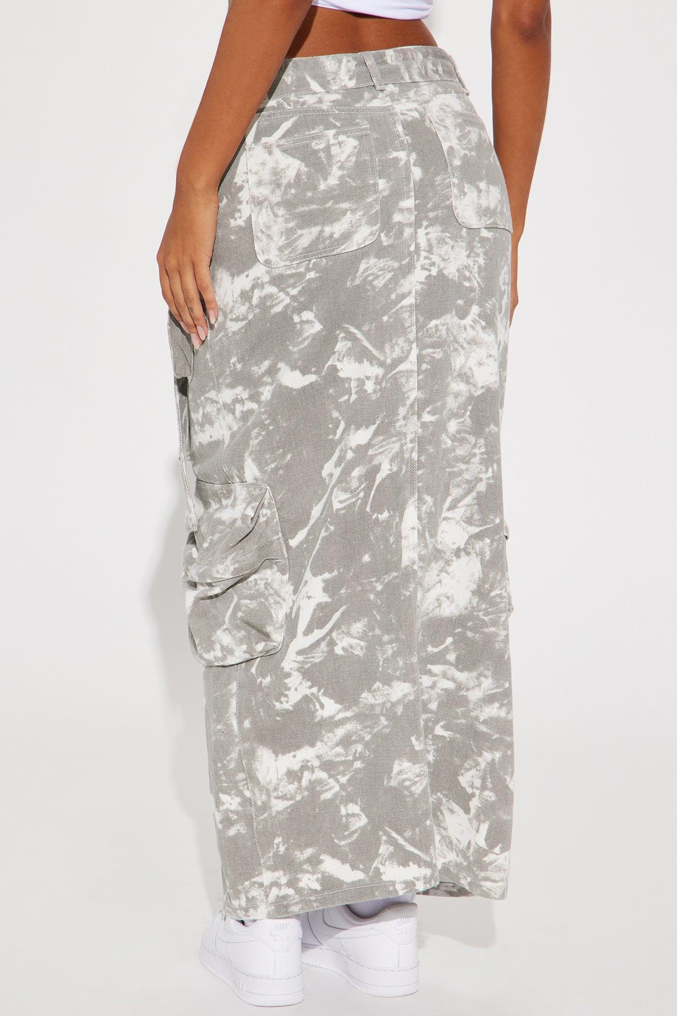 Lost In A Fog Cargo Maxi Skirt - Grey/combo Product Image