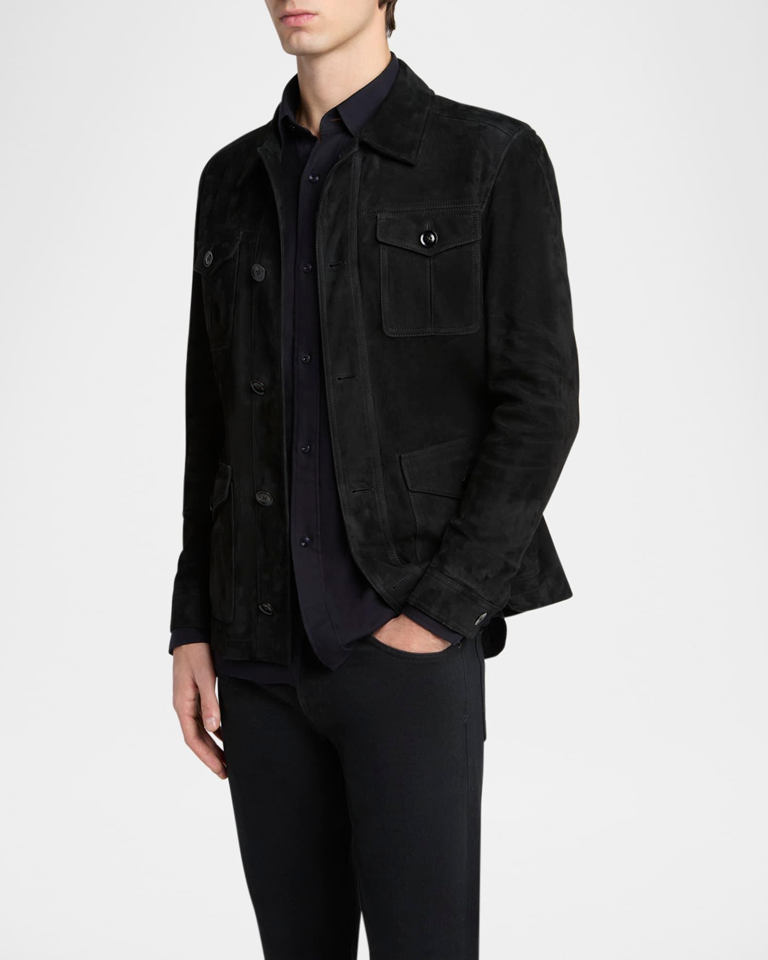 Men's Suede Four-Pocket Military Jacket Product Image