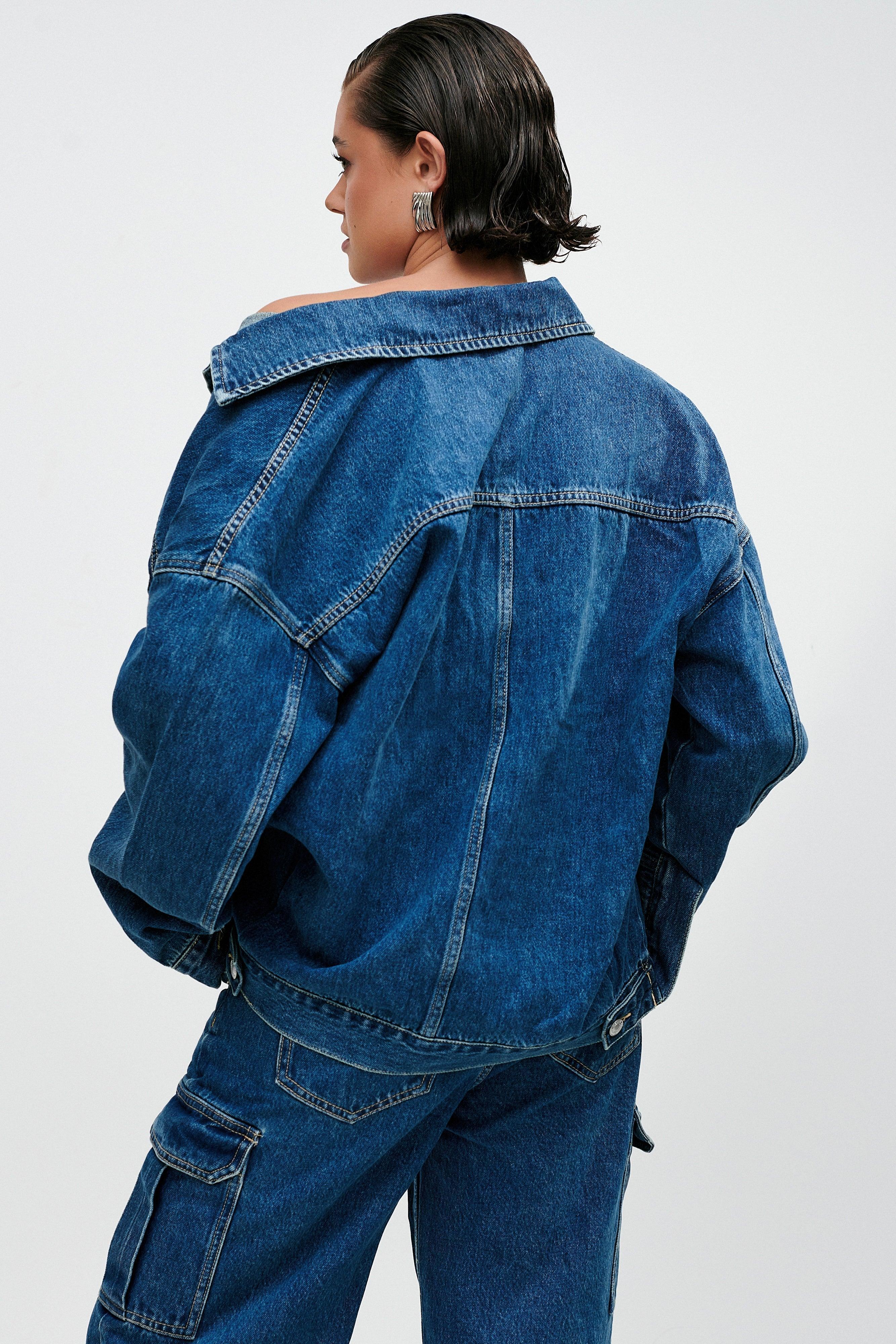 Sion Oversized Denim Jacket - Dark Blue Product Image