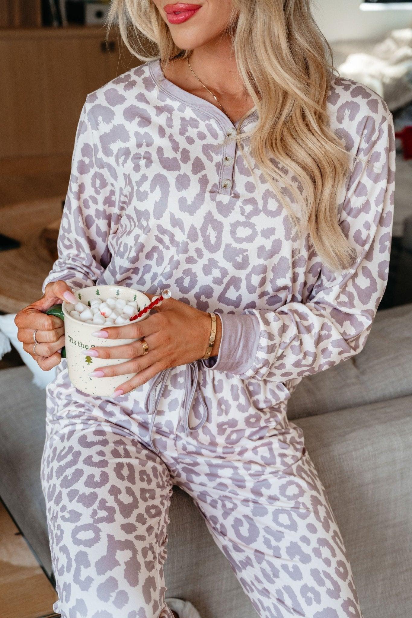 Super Soft Tan Leopard Print Pajama Set - FINAL SALE Female Product Image