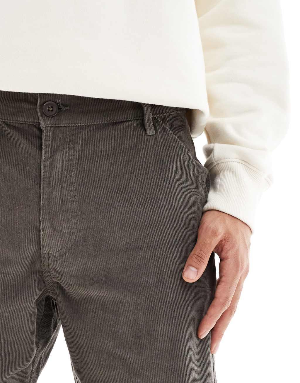 Another Influence cord straight leg pants in gray Product Image