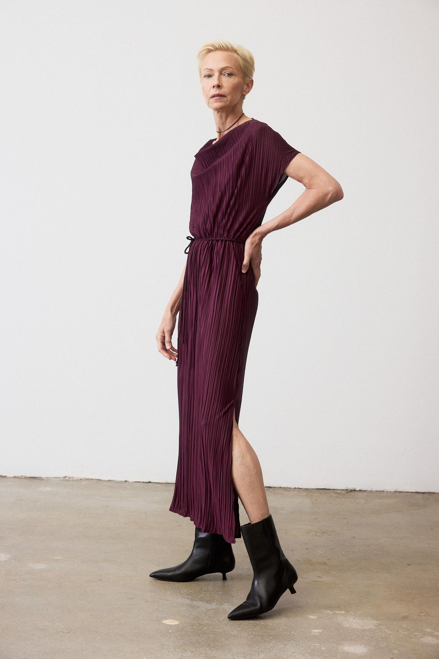 Draped Pleated Maxi Dress Product Image