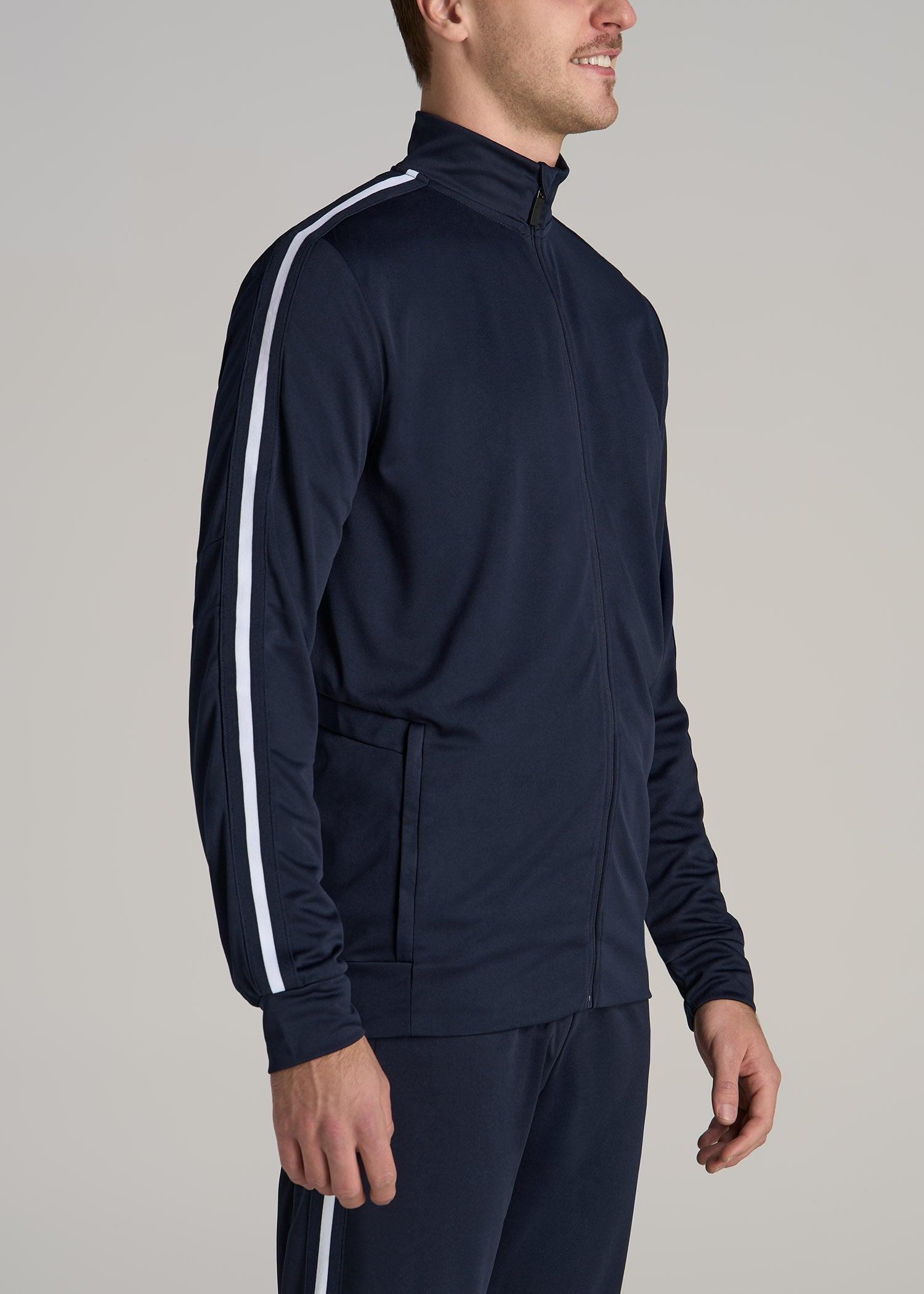 Athletic Stripe Tall Men's Jacket in Navy-White Stripe Product Image