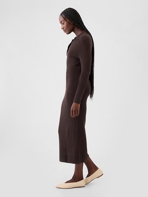 CashSoft Rib Midi Polo Sweater Dress Product Image