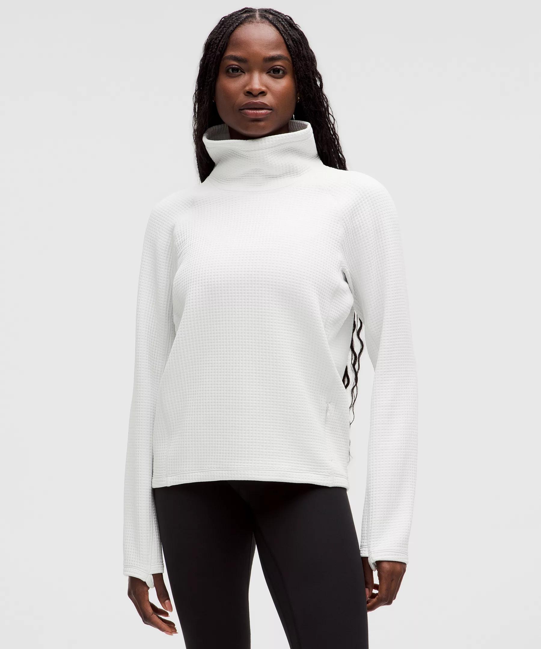 Waffle-Knit Funnel-Neck Long-Sleeve Shirt Product Image