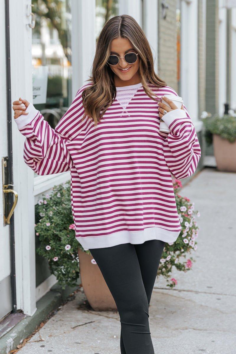 Free People Cherry Combo Classic Striped Sweater Product Image