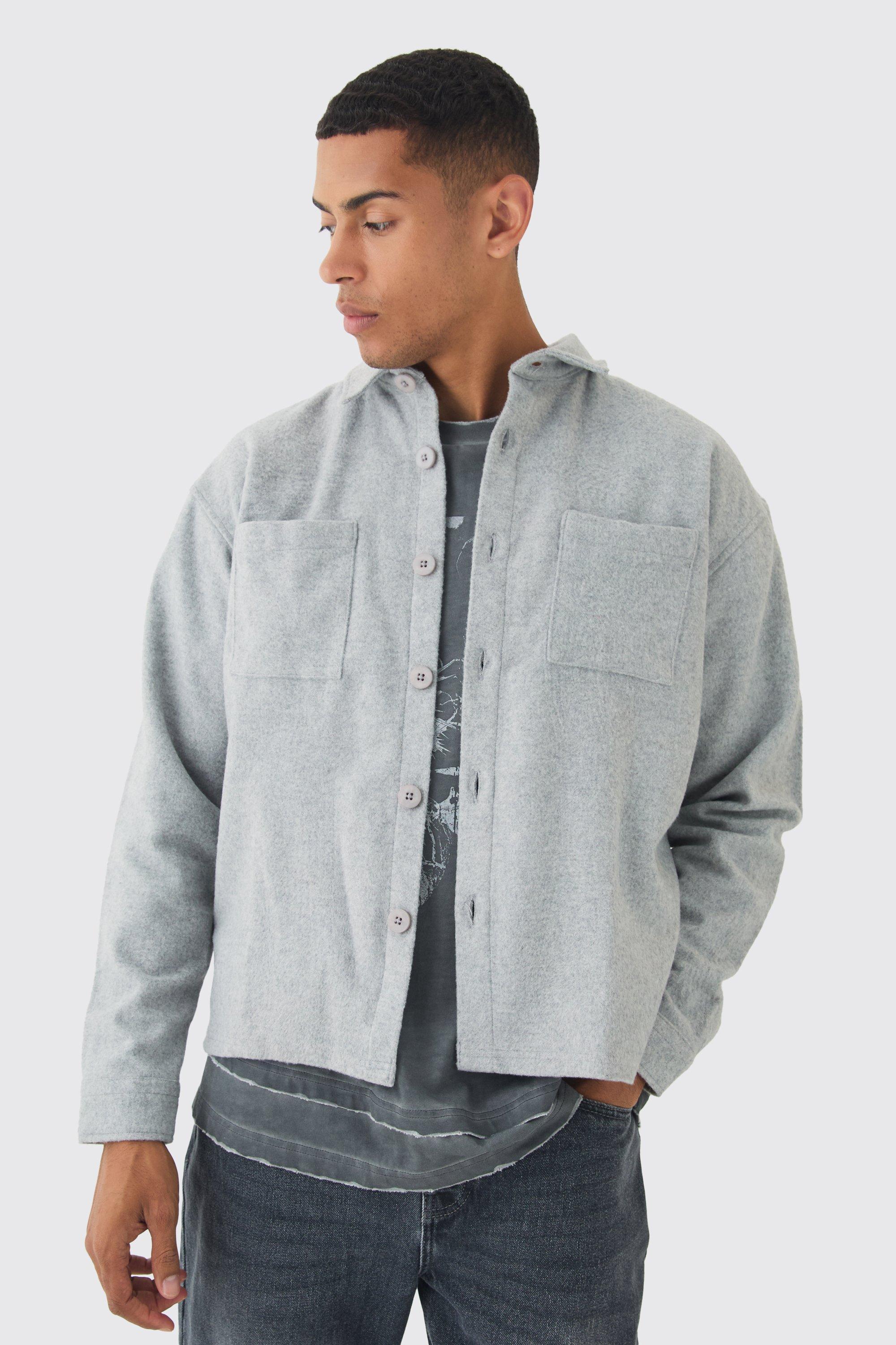 Oversized Brushed Overshirt | boohooMAN USA Product Image