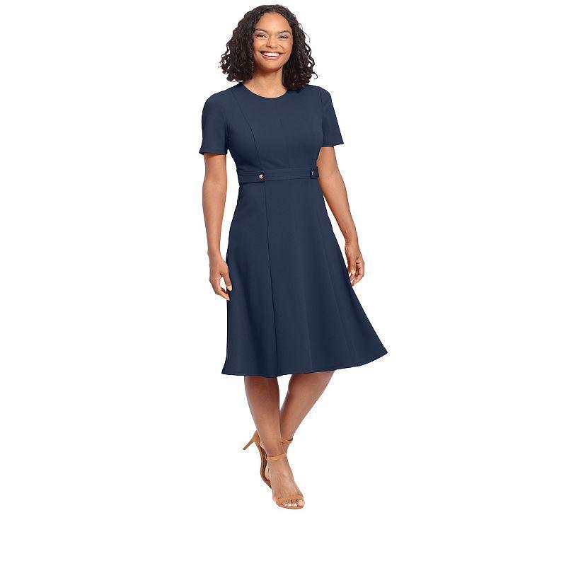 Women's London Times Solid Side Tab Fit & Flare Dress, Size: 8, Cedar Product Image