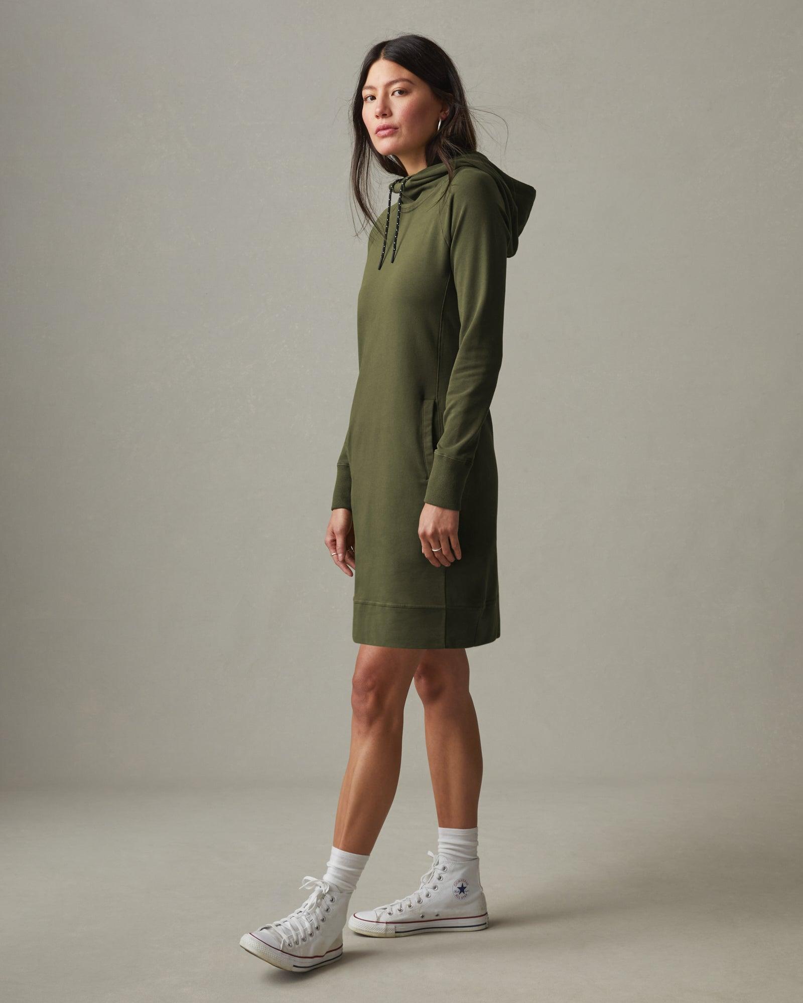 Hoodie Dress - Moss Female Product Image