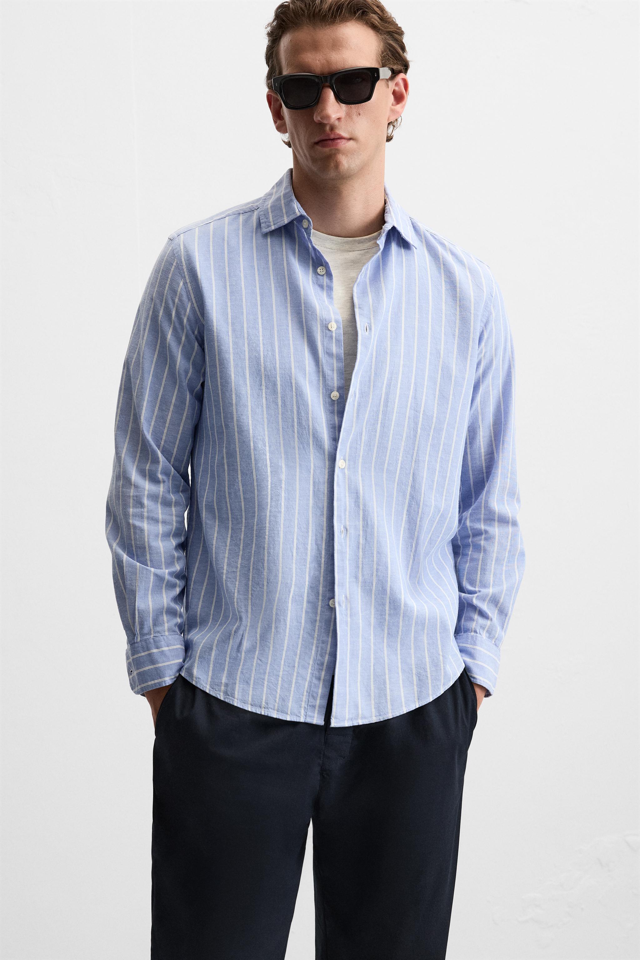 COTTON - LINEN STRIPED SHIRT Product Image