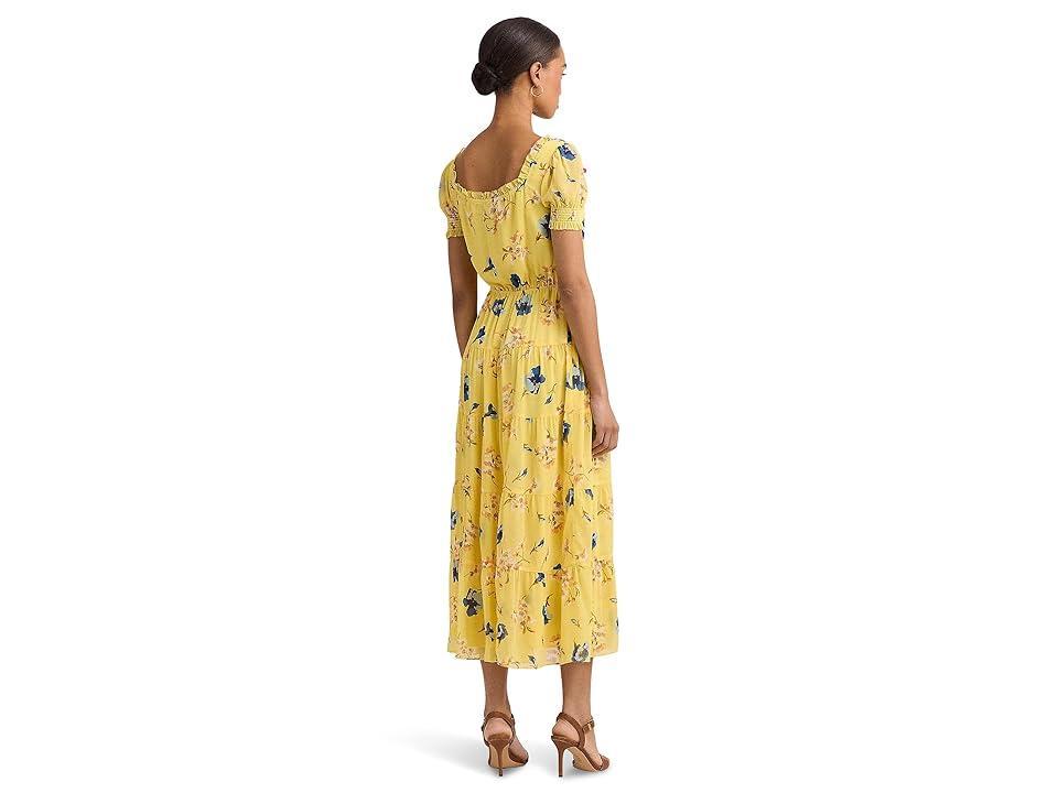 Lauren Ralph Lauren Floral Georgette Puff-Sleeve Midi Dress Multi) Women's Dress Product Image