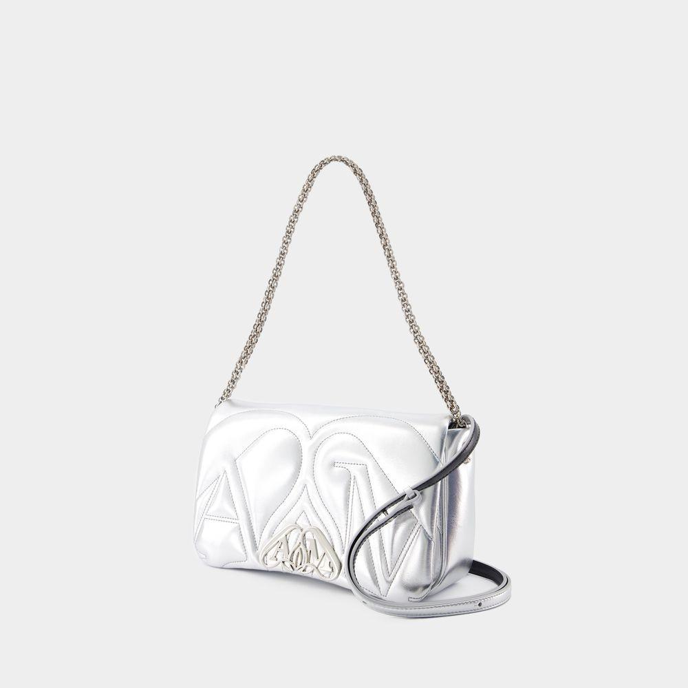 ALEXANDER MCQUEEN The Seal Small Crossbody -  - Leather - Silver In Metallic Product Image