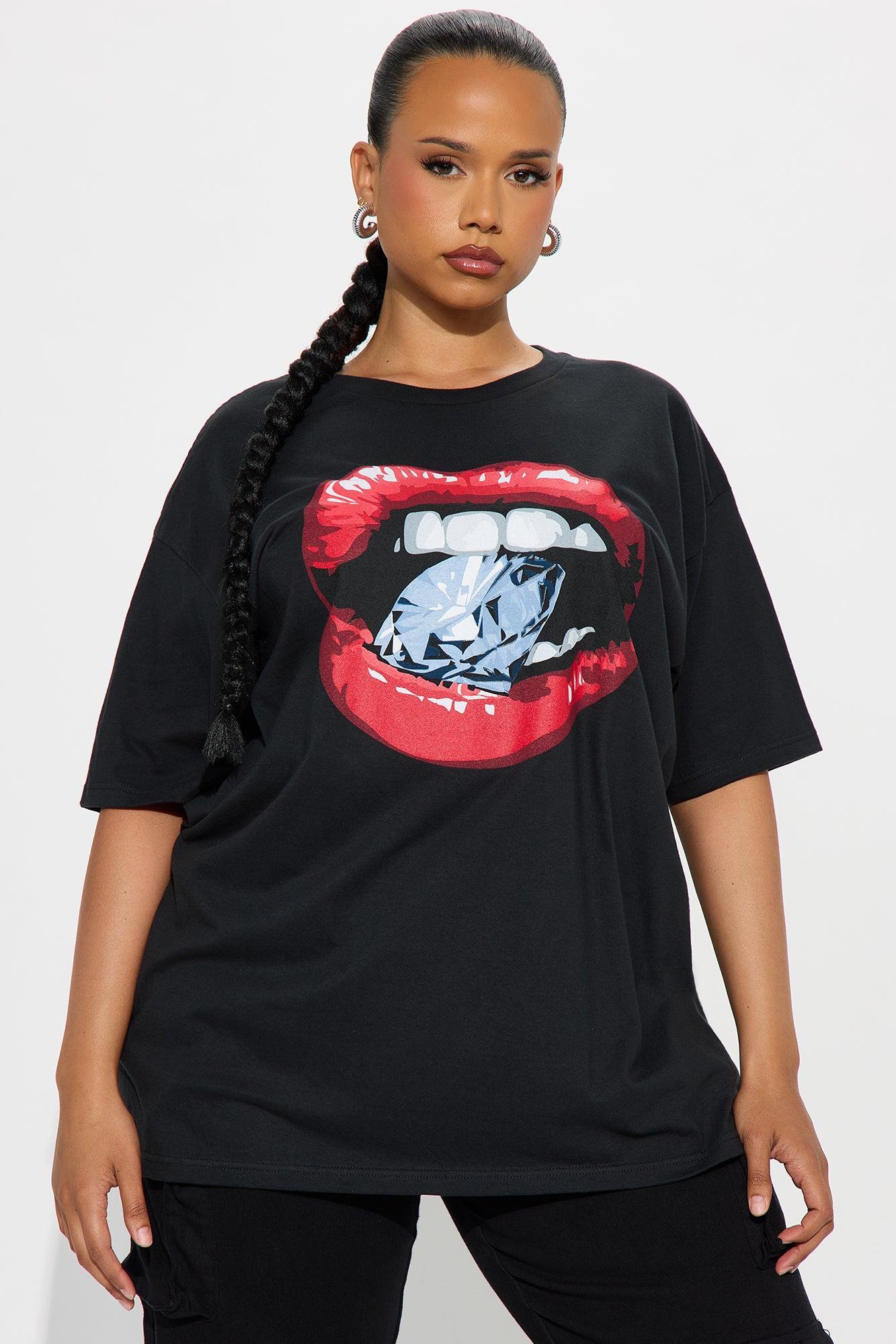 Drippin In Diamonds Oversized Tee - Black Female Product Image