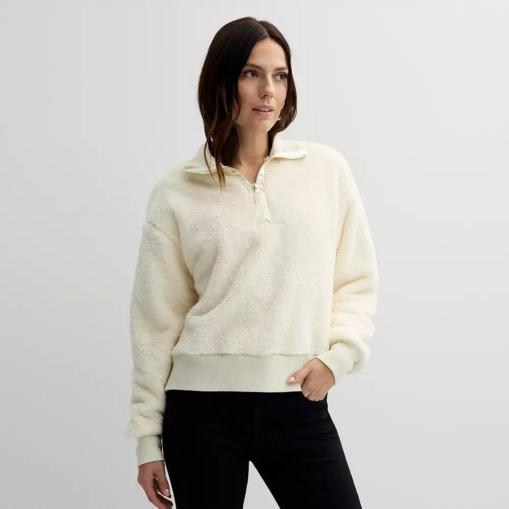 Women's Sonoma Goods For Life® Cozy Quarter Zip Pullover, Size: Large, Black Jam Product Image