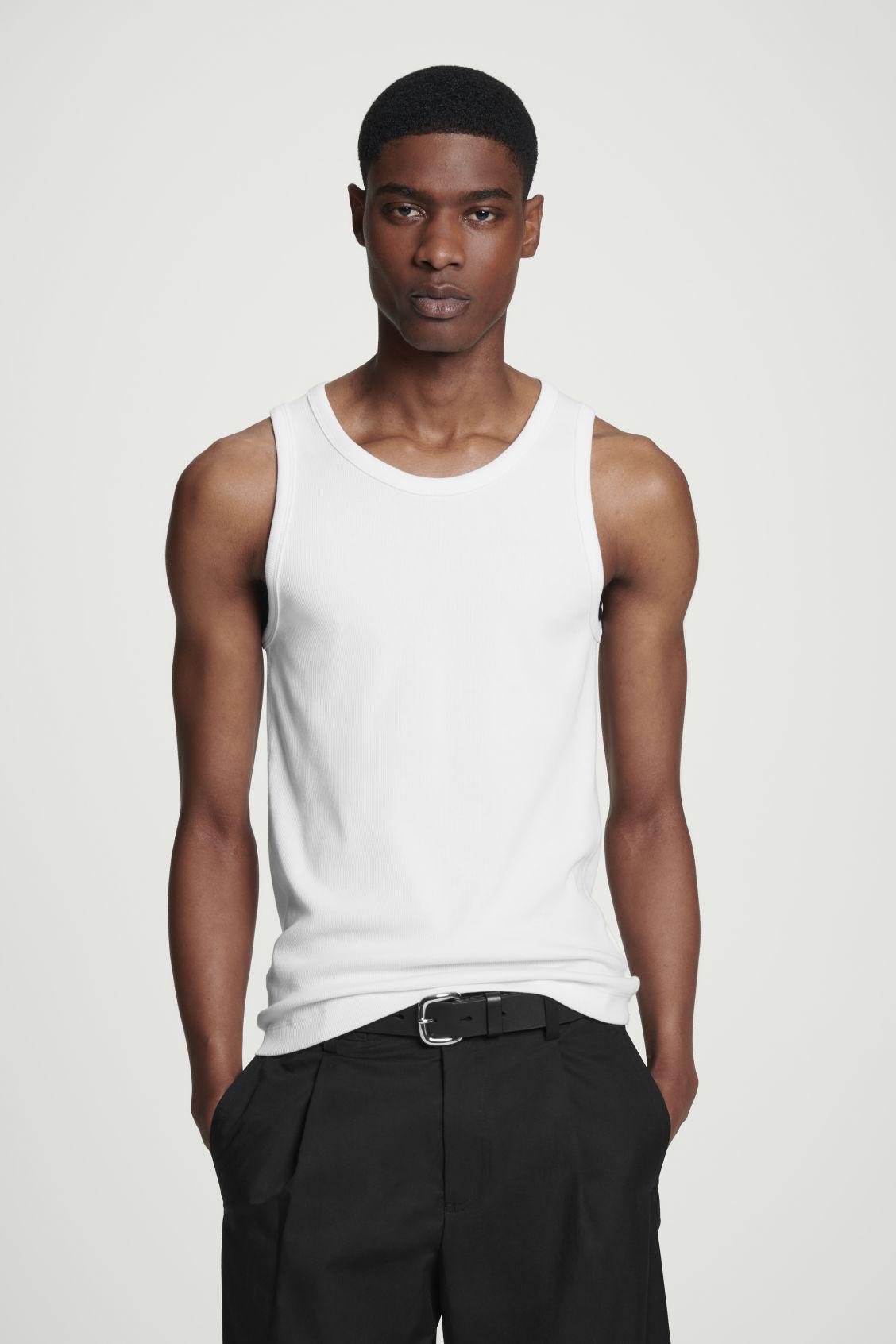 SLIM RIBBED COTTON TANK TOP Product Image