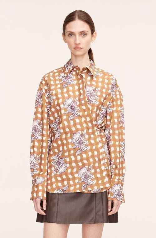 REBECCA TAYLOR Gingham Daisy Shirt In Brown Product Image