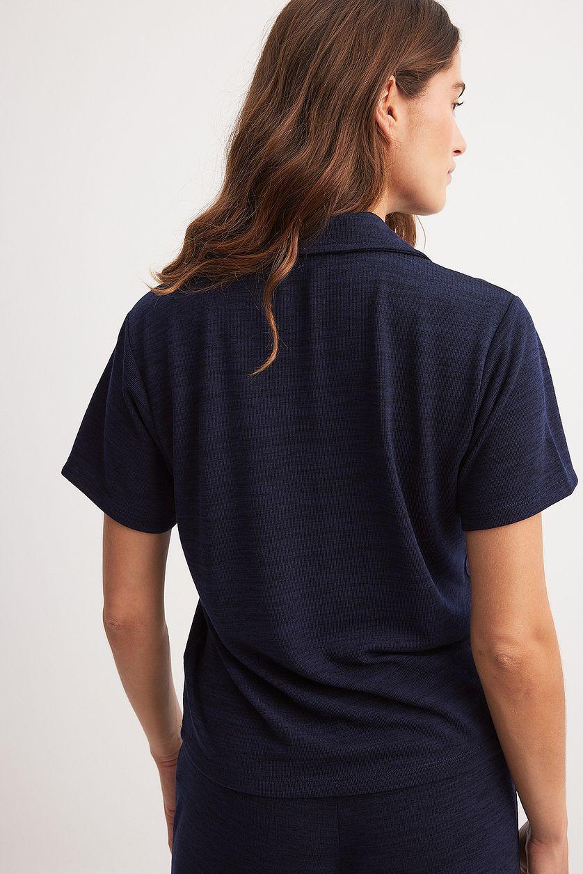 Short Sleeve V-neck Collar Top Product Image