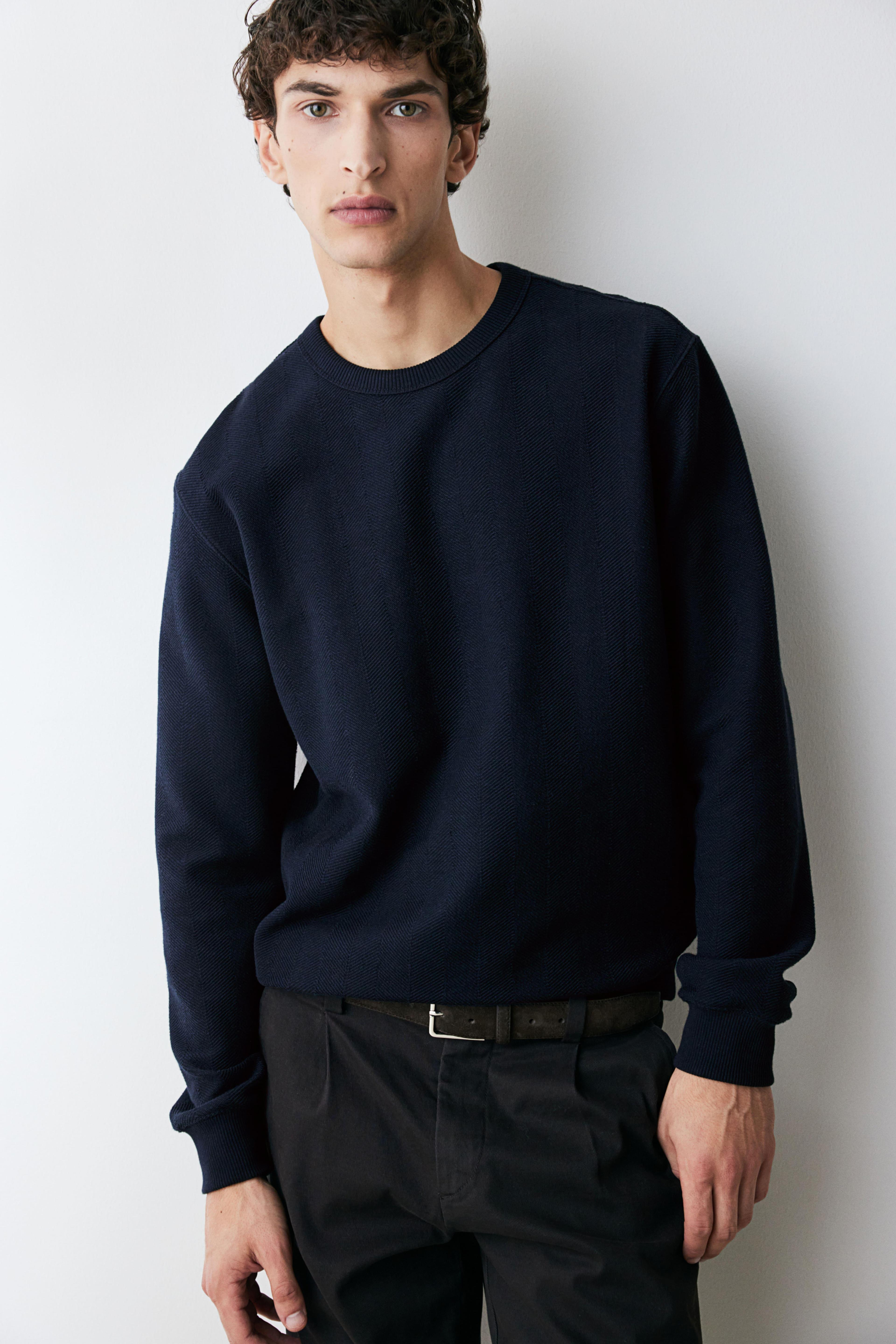 Regular Fit Herringbone-Patterned Sweatshirt Product Image