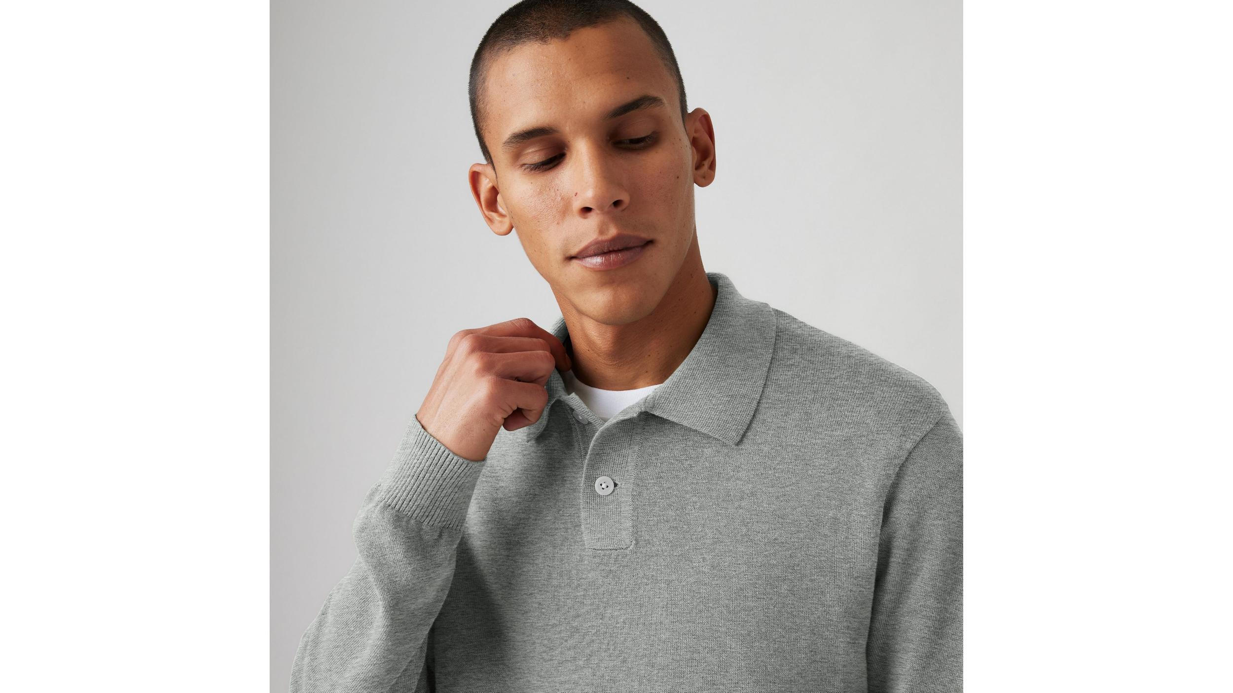 Long Sleeve Sweater Polo Product Image