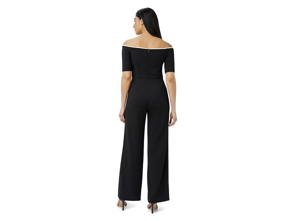 Adrianna Papell Off-the-Shoulder Knit Crepe Tie Waist Jumpsuit Women's Jumpsuit & Rompers One Piece Product Image