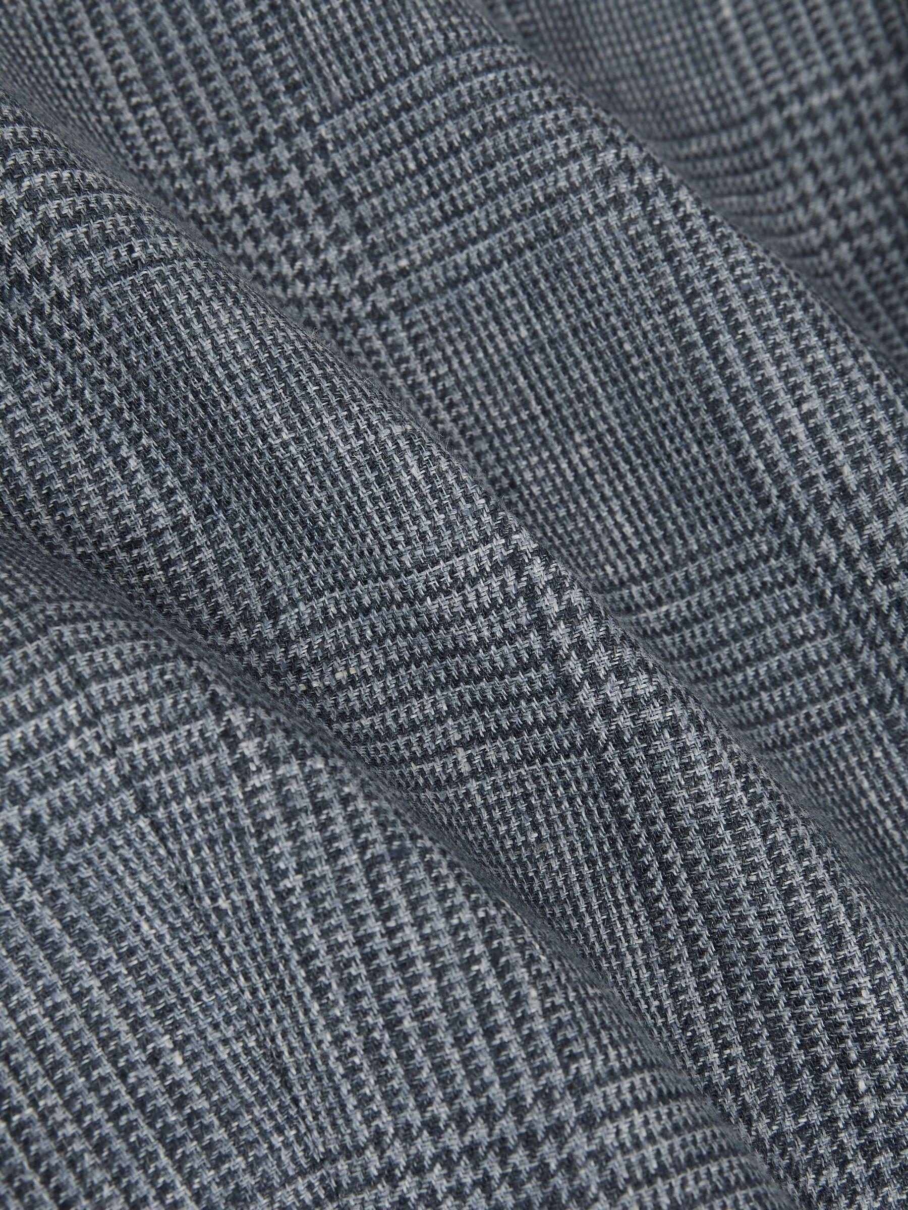 Slim Fit Single Breasted Linen Check Suit Blazer in Soft Blue Product Image